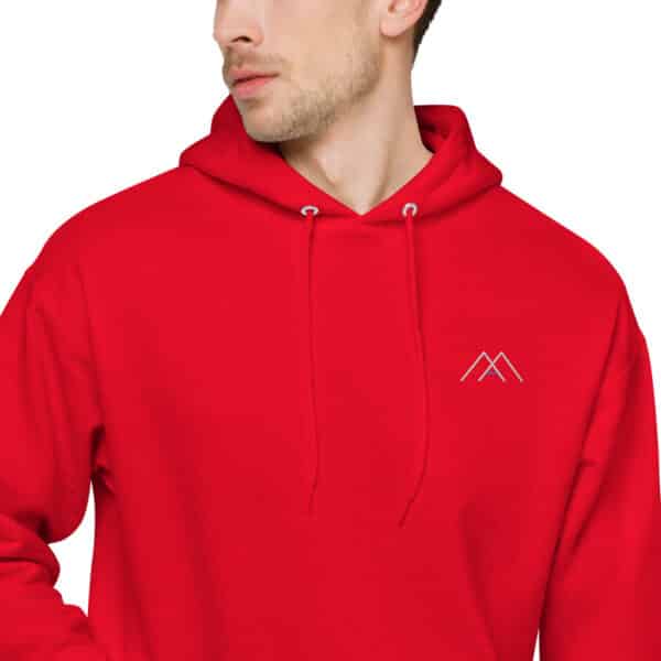 unisex fleece hoodie athletic red zoomed in 2 61b688a13d39e