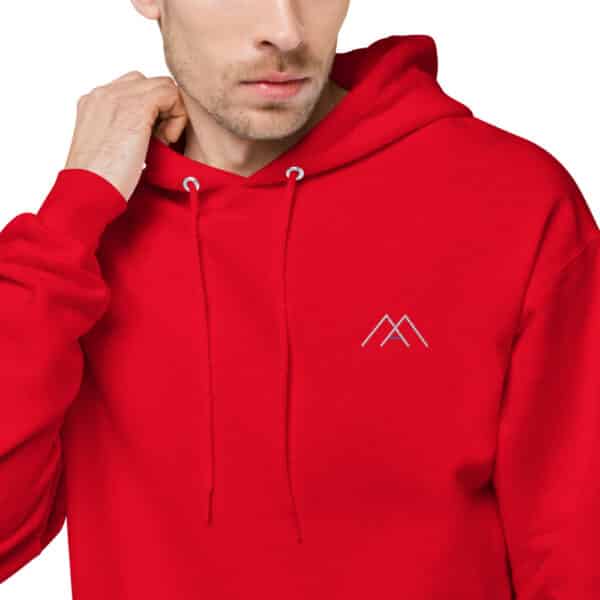 unisex fleece hoodie athletic red zoomed in 3 61b688a13d610