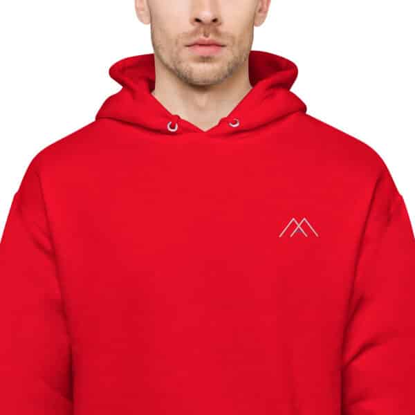 unisex fleece hoodie athletic red zoomed in 61b688a13cea3