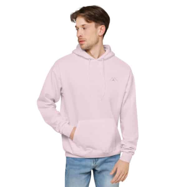 unisex fleece hoodie pale pink front 2 61b688a1458e7