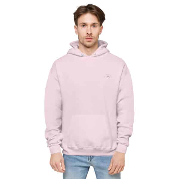 unisex fleece hoodie pale pink front 61b688a144398
