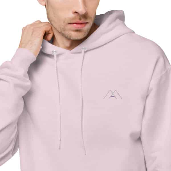 unisex fleece hoodie pale pink zoomed in 3 61b688a1453e7
